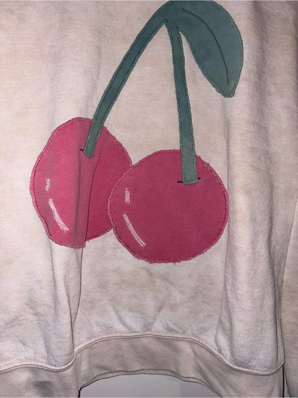 Free People Tricia Fix Fruit Crew Size Small Sand Cherry Combo NWOT